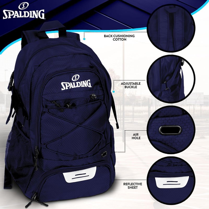 SPALDING Basketball Backpack Sports Bag | Large Black Backpack with Shoe and Ball Compartment | Gifts for Basketball Players - Image 2